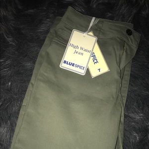 olive green high waisted jeans